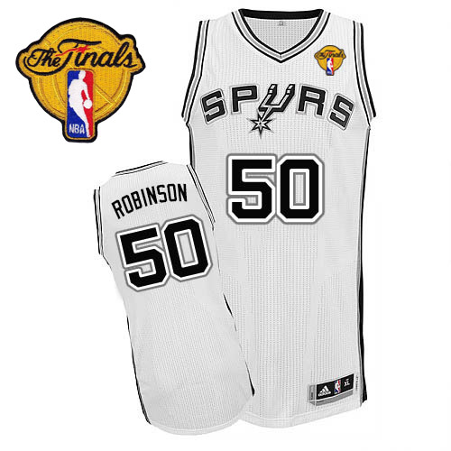 David Robinson Authentic In White Adidas NBA Finals San Antonio Spurs #50 Men's Home Jersey - Click Image to Close
