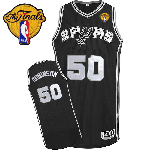 David Robinson Authentic In Black Adidas NBA Finals San Antonio Spurs #50 Men's Road Jersey - Click Image to Close