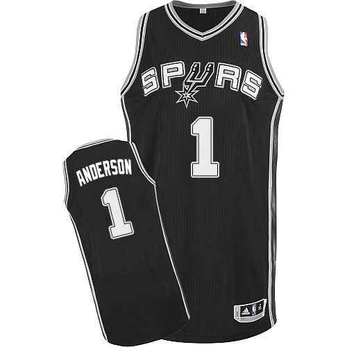 Kyle Anderson Authentic In Black Adidas NBA San Antonio Spurs #1 Men's Road Jersey - Click Image to Close