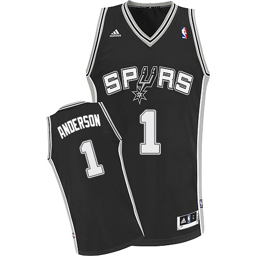 Kyle Anderson Swingman In Black Adidas NBA San Antonio Spurs #1 Men's Road Jersey