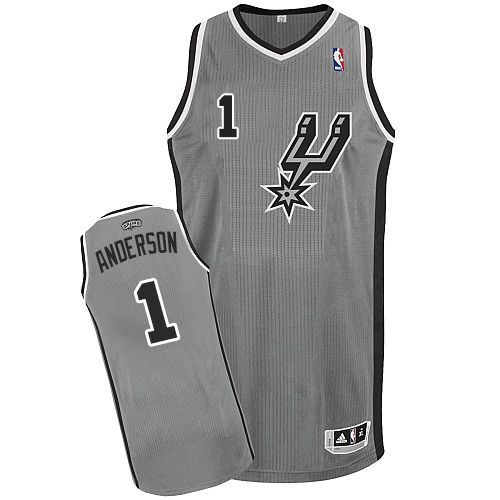 Kyle Anderson Authentic In Silver Grey Adidas NBA San Antonio Spurs #1 Men's Alternate Jersey