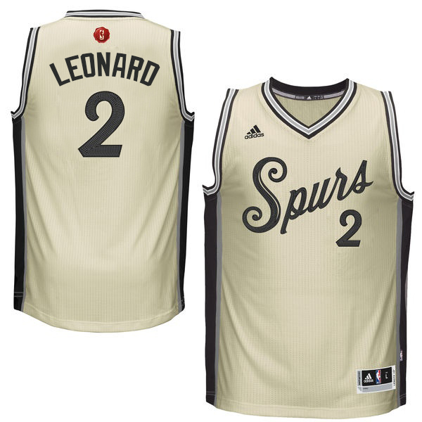 Kawhi Leonard Authentic In Cream Adidas NBA San Antonio Spurs 2015-16 Christmas Day #2 Men's Jersey