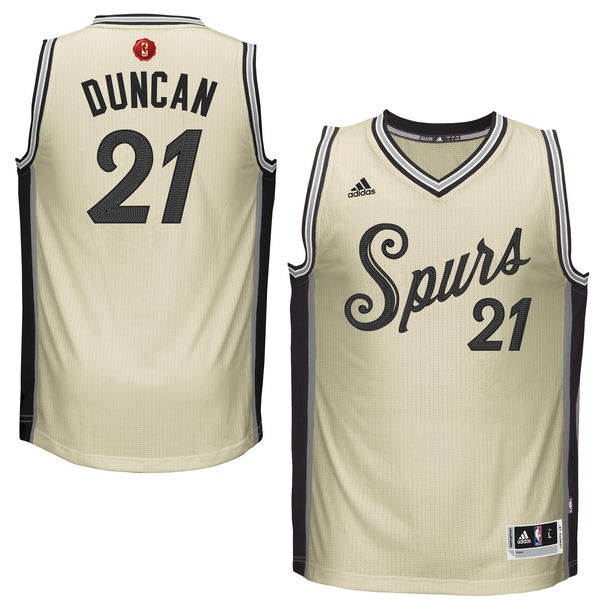 Tim Duncan Swingman In Cream Adidas NBA San Antonio Spurs 2015-16 Christmas Day #21 Men's Jersey - Click Image to Close