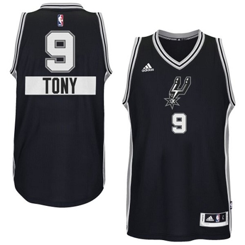 Tony Parker Authentic In Black Adidas NBA San Antonio Spurs 2014-15 Christmas Day #9 Men's Jersey