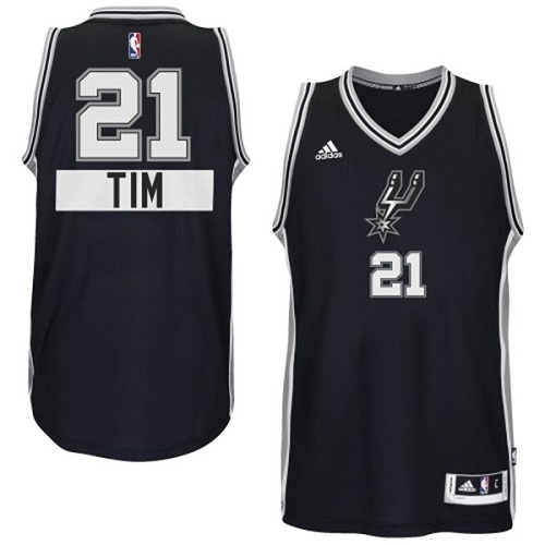 Tim Duncan Swingman In Black Adidas NBA San Antonio Spurs 2014-15 Christmas Day #21 Men's Jersey