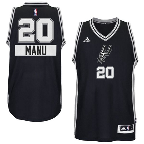 Manu Ginobili Authentic In Black Adidas NBA San Antonio Spurs 2014-15 Christmas Day #20 Men's Jersey