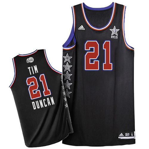 Tim Duncan Authentic In Black Adidas NBA San Antonio Spurs 2015 All Star #21 Men's Jersey