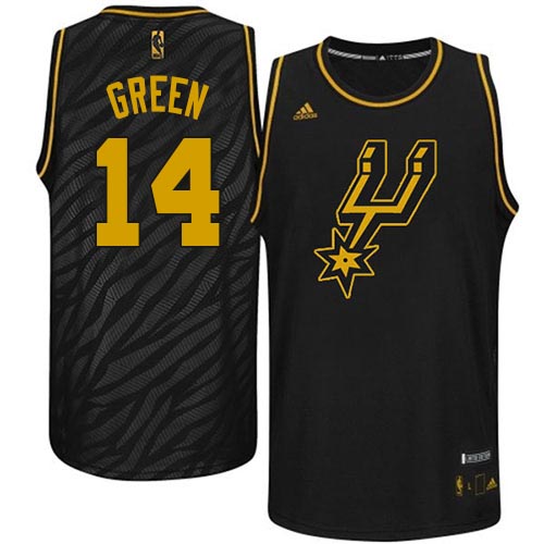 Danny Green Authentic In Black Adidas NBA San Antonio Spurs Precious Metals Fashion #14 Men's Jersey - Click Image to Close