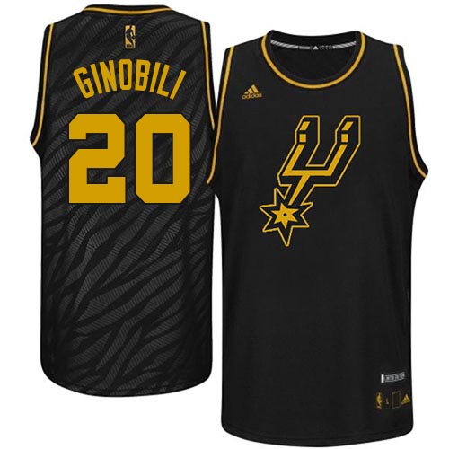 Manu Ginobili Authentic In Black Adidas NBA San Antonio Spurs Precious Metals Fashion #20 Men's Jersey - Click Image to Close