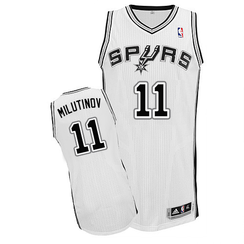 Nikola Milutinov Authentic In White Adidas NBA San Antonio Spurs #11 Men's Home Jersey - Click Image to Close