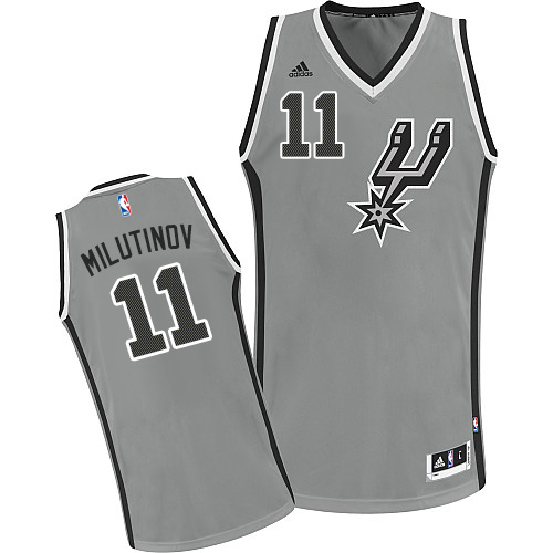 Nikola Milutinov Swingman In Silver Grey Adidas NBA San Antonio Spurs #11 Men's Alternate Jersey - Click Image to Close