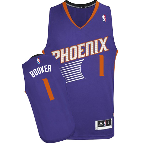 Devin Booker Authentic In Purple Adidas NBA Phoenix Suns #1 Men's Road Jersey - Click Image to Close
