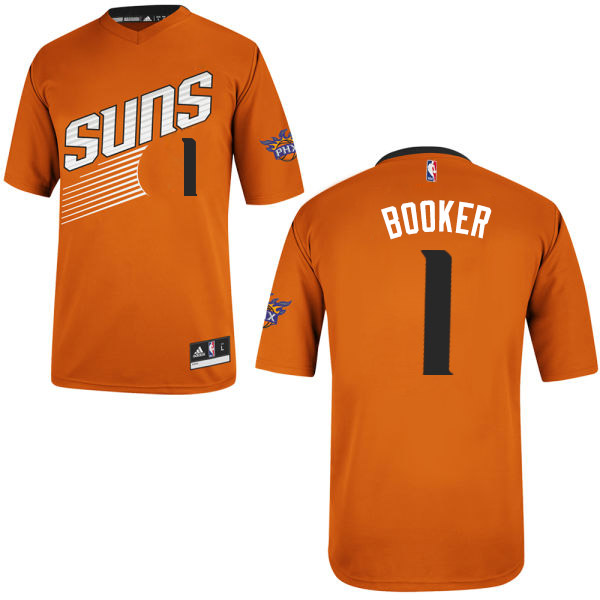 Devin Booker Authentic In Orange Adidas NBA Phoenix Suns #1 Men's Alternate Jersey - Click Image to Close