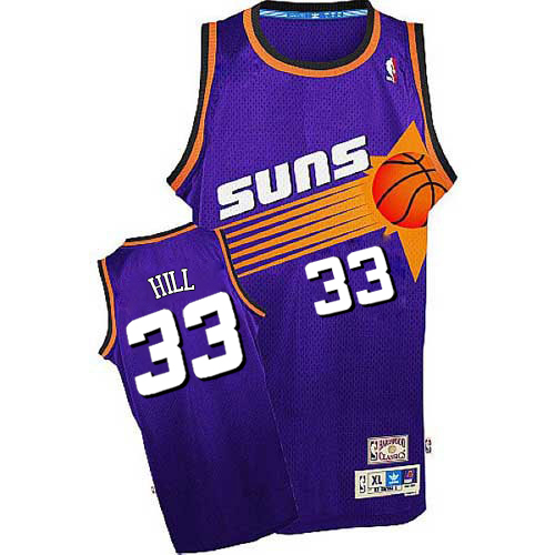 Grant Hill Authentic In Purple Adidas NBA Phoenix Suns #33 Men's Throwback Jersey - Click Image to Close