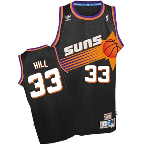 Grant Hill Authentic In Black Adidas NBA Phoenix Suns #33 Men's Throwback Jersey - Click Image to Close