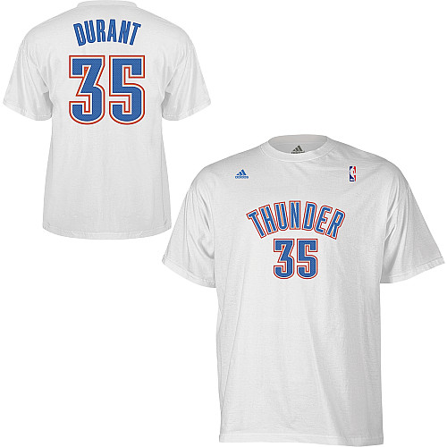 Adidas Oklahoma City Thunder #35 Kevin Durant Game time T-Shirt - White