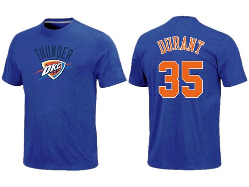 Oklahoma City Thunder Kevin Durant Name and Number T-Shirt - Royal - Click Image to Close