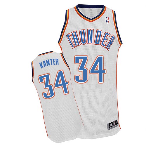 Enes Kanter Authentic In White Adidas NBA Oklahoma City Thunder #34 Men's Home Jersey - Click Image to Close