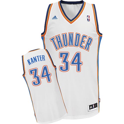 Enes Kanter Swingman In White Adidas NBA Oklahoma City Thunder #34 Men's Home Jersey