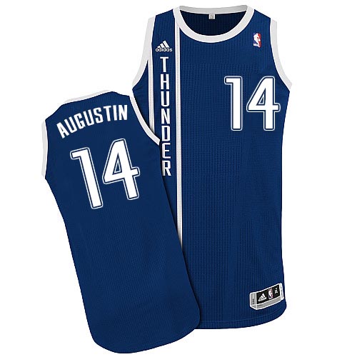 D.J. Augustin Authentic In Navy Blue Adidas NBA Oklahoma City Thunder #14 Men's Alternate Jersey - Click Image to Close