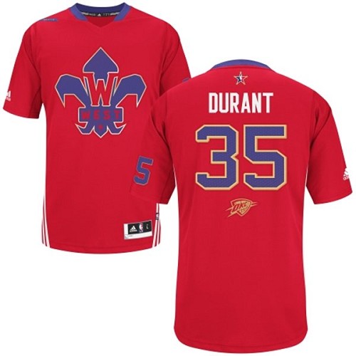 Kevin Durant Authentic In Red Adidas NBA Oklahoma City Thunder 2014 All Star #35 Men's Jersey - Click Image to Close