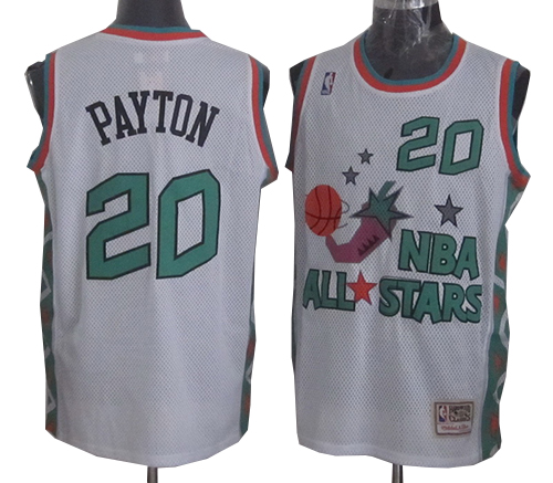 Gary Payton Authentic In White Mitchell and Ness NBA Oklahoma City Thunder 1996 All Star #20 Men's Throwback Jersey - Click Image to Close