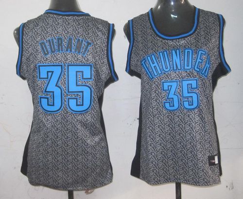 Kevin Durant Authentic In Grey Adidas NBA Oklahoma City Thunder Static Fashion #35 Women's Jersey - Click Image to Close