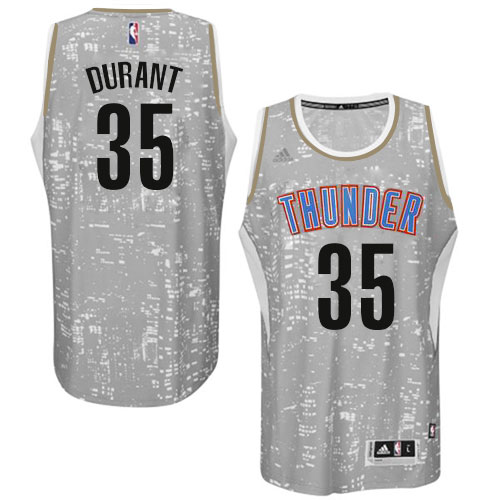 Kevin Durant Authentic In Grey Adidas NBA Oklahoma City Thunder City Light #35 Men's Jersey - Click Image to Close