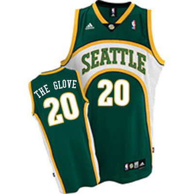 Gary Payton Authentic In Green Mitchell and Ness NBA Oklahoma City Thunder "The Glove" #20 Men's Throwback Jersey
