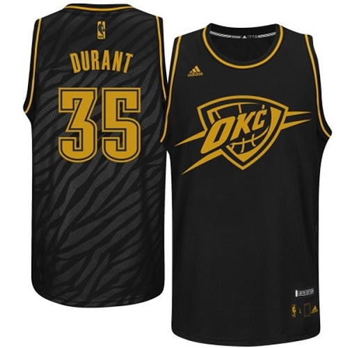 Kevin Durant Authentic In Black Adidas NBA Oklahoma City Thunder Precious Metals Fashion #35 Men's Jersey