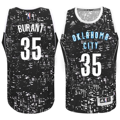 Kevin Durant Authentic In Black Adidas NBA Oklahoma City Thunder City Light #35 Men's Jersey - Click Image to Close