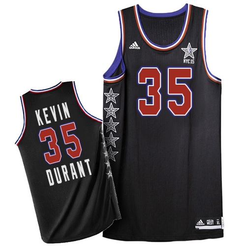 Kevin Durant Authentic In Black Adidas NBA Oklahoma City Thunder 2015 All Star #35 Men's Jersey