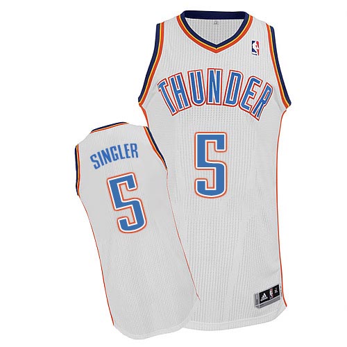 Kyle Singler Authentic In White Adidas NBA Oklahoma City Thunder #5 Men's Home Jersey - Click Image to Close