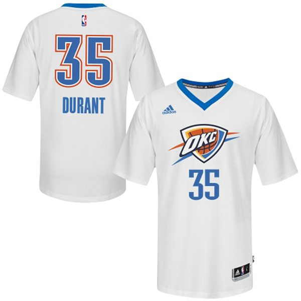 Kevin Durant Swingman In White Adidas NBA Oklahoma City Thunder Pride #35 Men's Jersey