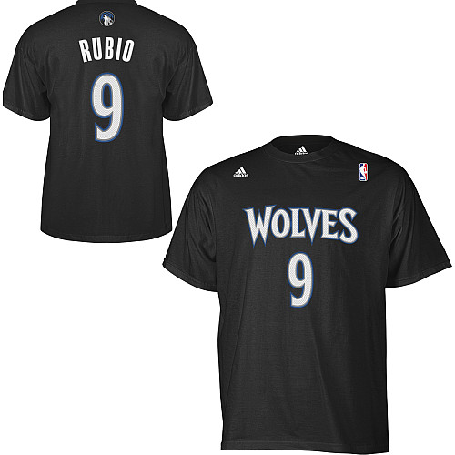 Adidas Minnesota Timberwolves #9 Ricky Rubio Game time T-Shirt - Black