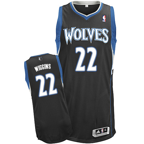 Andrew Wiggins Authentic In Black Adidas NBA Minnesota Timberwolves #22 Men's Alternate Jersey - Click Image to Close