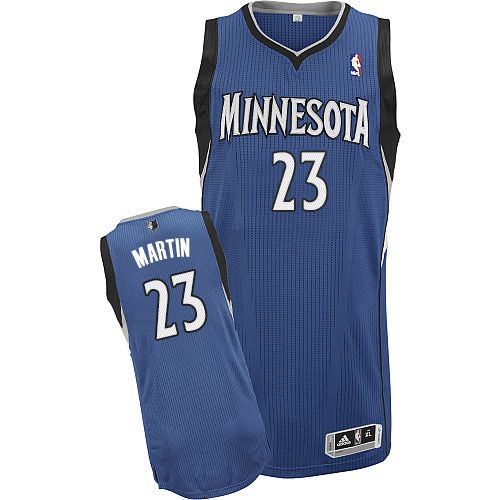 Kevin Martin Authentic In Slate Blue Adidas NBA Minnesota Timberwolves #23 Men's Road Jersey