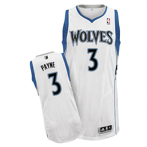Adreian Payne Authentic In White Adidas NBA Minnesota Timberwolves #3 Men's Home Jersey - Click Image to Close