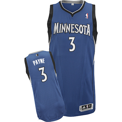 Adreian Payne Authentic In Slate Blue Adidas NBA Minnesota Timberwolves #3 Men's Road Jersey - Click Image to Close