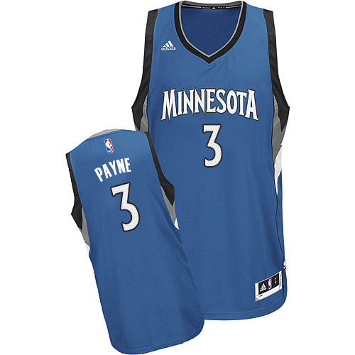 Adreian Payne Swingman In Slate Blue Adidas NBA Minnesota Timberwolves #3 Men's Road Jersey - Click Image to Close