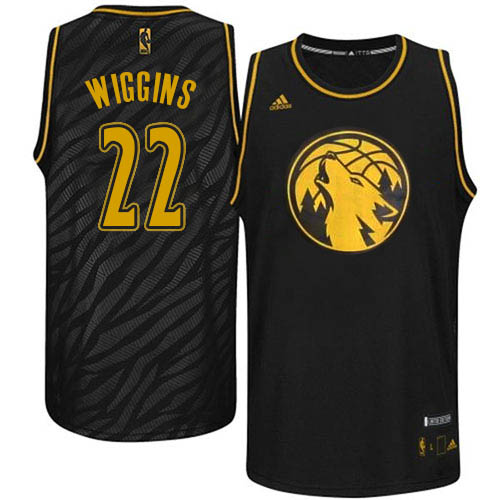 Andrew Wiggins Authentic In Black Adidas NBA Minnesota Timberwolves Precious Metals Fashion #22 Men's Jersey - Click Image to Close