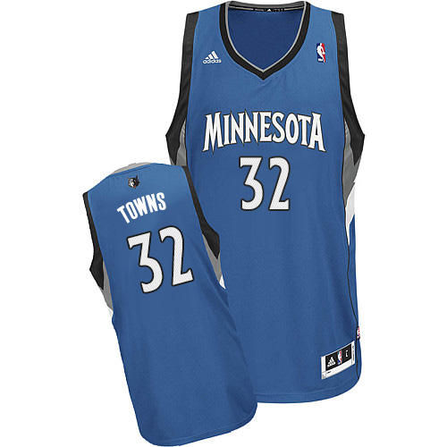 Karl-Anthony Towns Swingman In Slate Blue Adidas NBA Minnesota Timberwolves #32 Men's Road Jersey - Click Image to Close