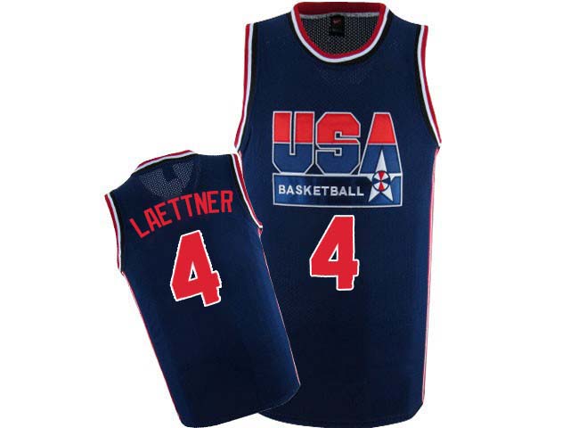 Christian Laettner Authentic In Navy Blue Nike Basketball Team USA 2012 Olympic Retro #4 Men's Throwback Jersey - Click Image to Close