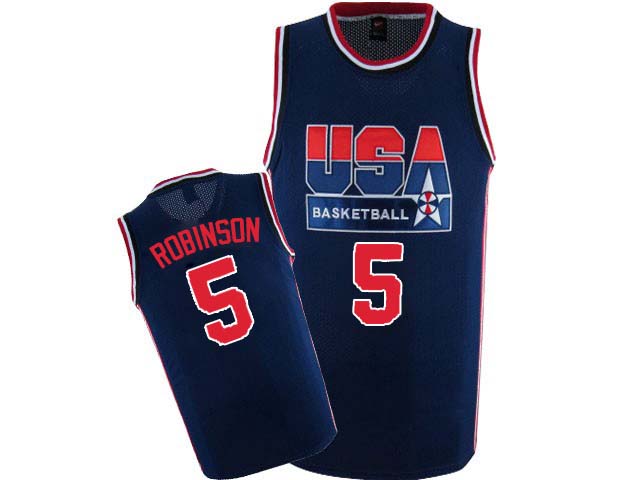David Robinson Authentic In Navy Blue Nike Basketball Team USA 2012 Olympic Retro #5 Men's Throwback Jersey - Click Image to Close