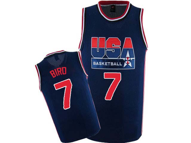 Larry Bird Authentic In Navy Blue Nike Basketball Team USA 2012 Olympic Retro #7 Men's Throwback Jersey