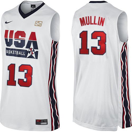Chris Mullin Authentic In White Nike Basketball Team USA 2012 Olympic Retro #13 Men's Throwback Jersey