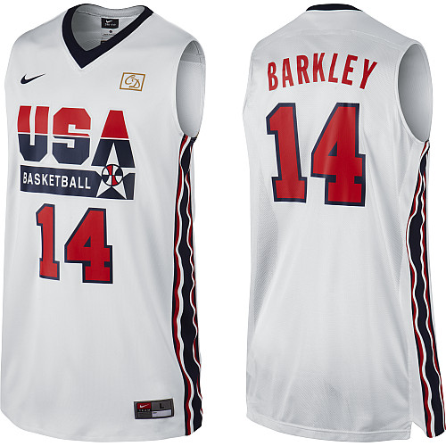 Charles Barkley Swingman In White Nike Basketball Team USA 2012 Olympic Retro #14 Men's Throwback Jersey - Click Image to Close