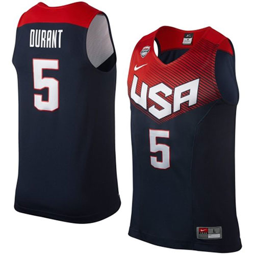 Kevin Durant Authentic In Navy Blue Nike Basketball Team USA 2014 Dream Team #5 Men's Jersey