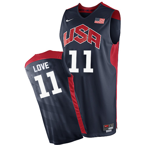 Kevin Love Authentic In Navy Blue Nike Basketball Team USA 2012 Olympics #11 Men's Jersey