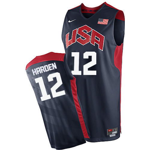 James Harden Authentic In Navy Blue Nike Basketball Team USA 2012 Olympics #12 Men's Jersey